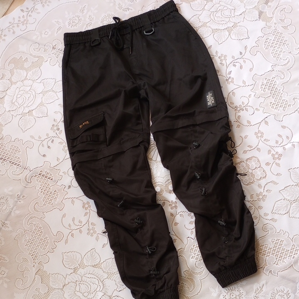 "Black" Cargo Pants , Removable Legs , Waist Approx 15 1/2 Inches Across